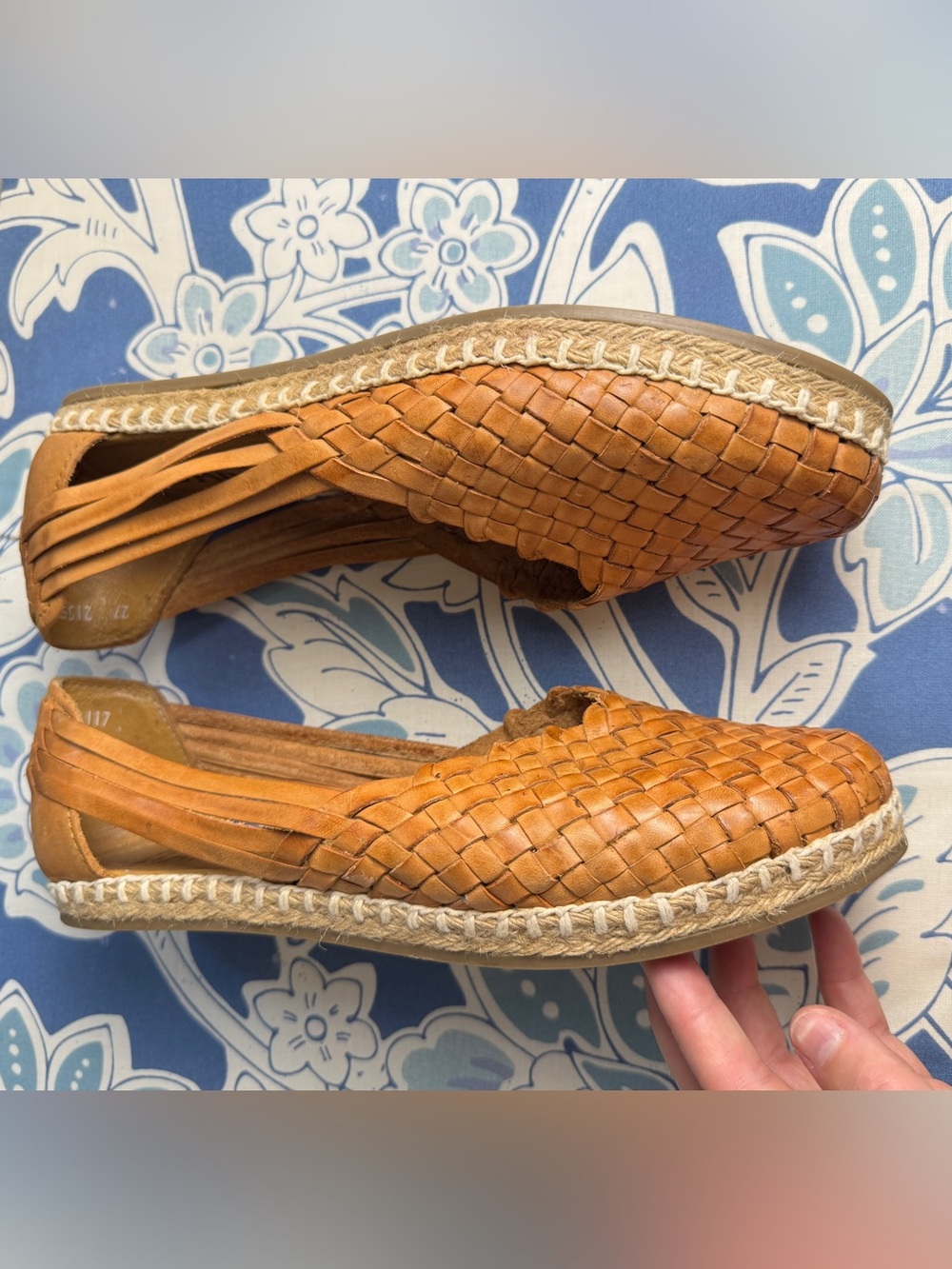 D’Arte Huaraches Leather Espadrille Flats Woven Tan Handmade Mexico Size 11 - Picture 4 of 11